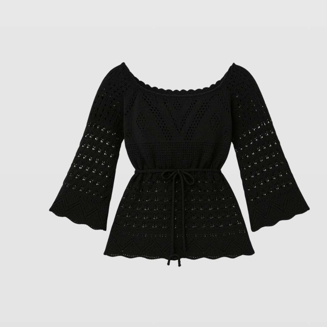 Lina Beachwear Crochet Long Sleeve Mini Dress